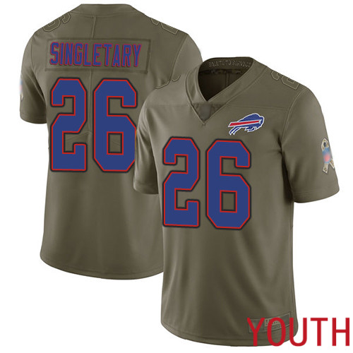 Youth Buffalo Bills #26 Devin Singletary Limited Olive 2017 Salute to Service NFL Jersey->youth nfl jersey->Youth Jersey